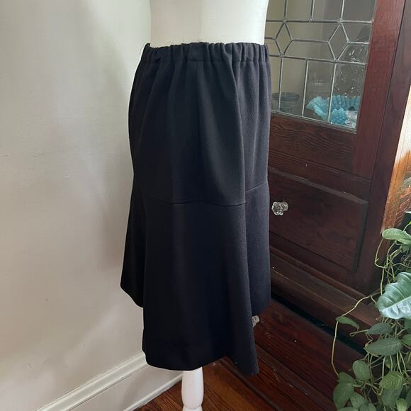 80s/90s Vintage Homemade Black Full Skirt Size XS Elastic Waist Midi Minimalist - Picture 3 of 16